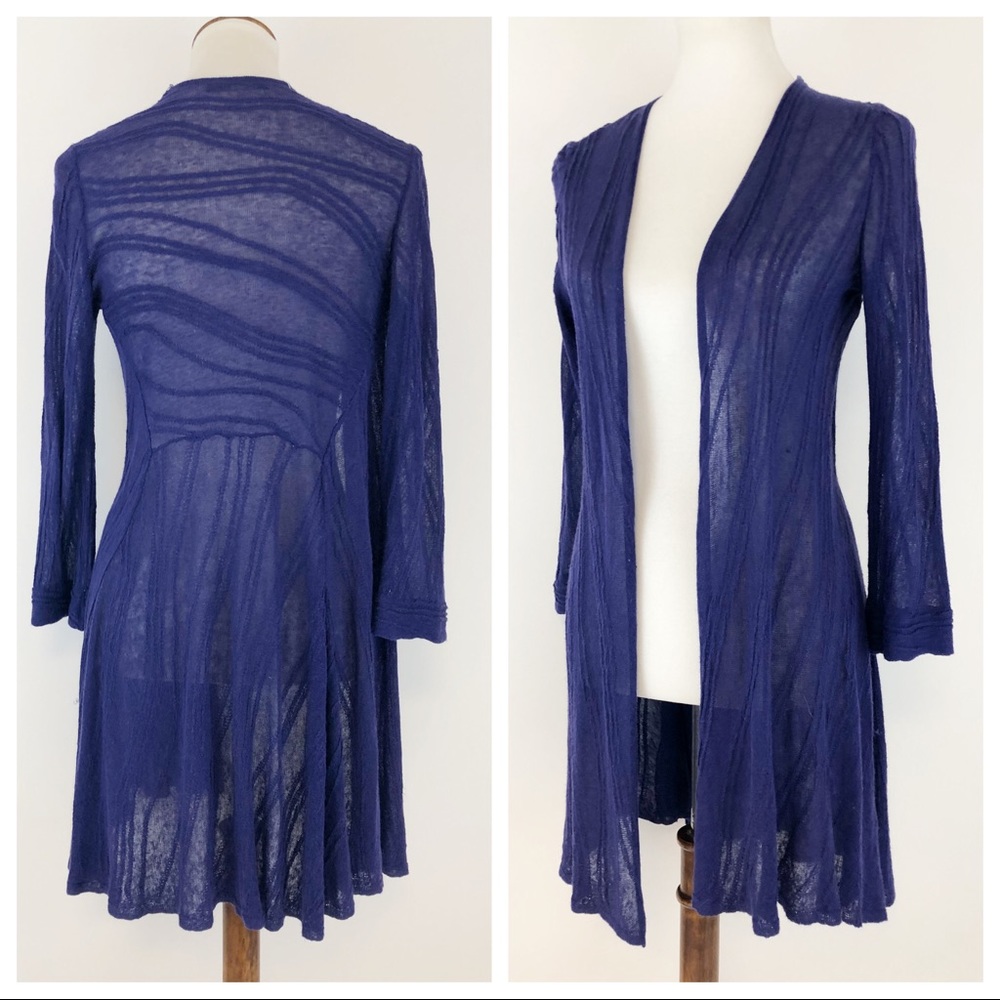NIC + ZOE Purple Linen Open Front Top Layer XS - Picture 2 of 6